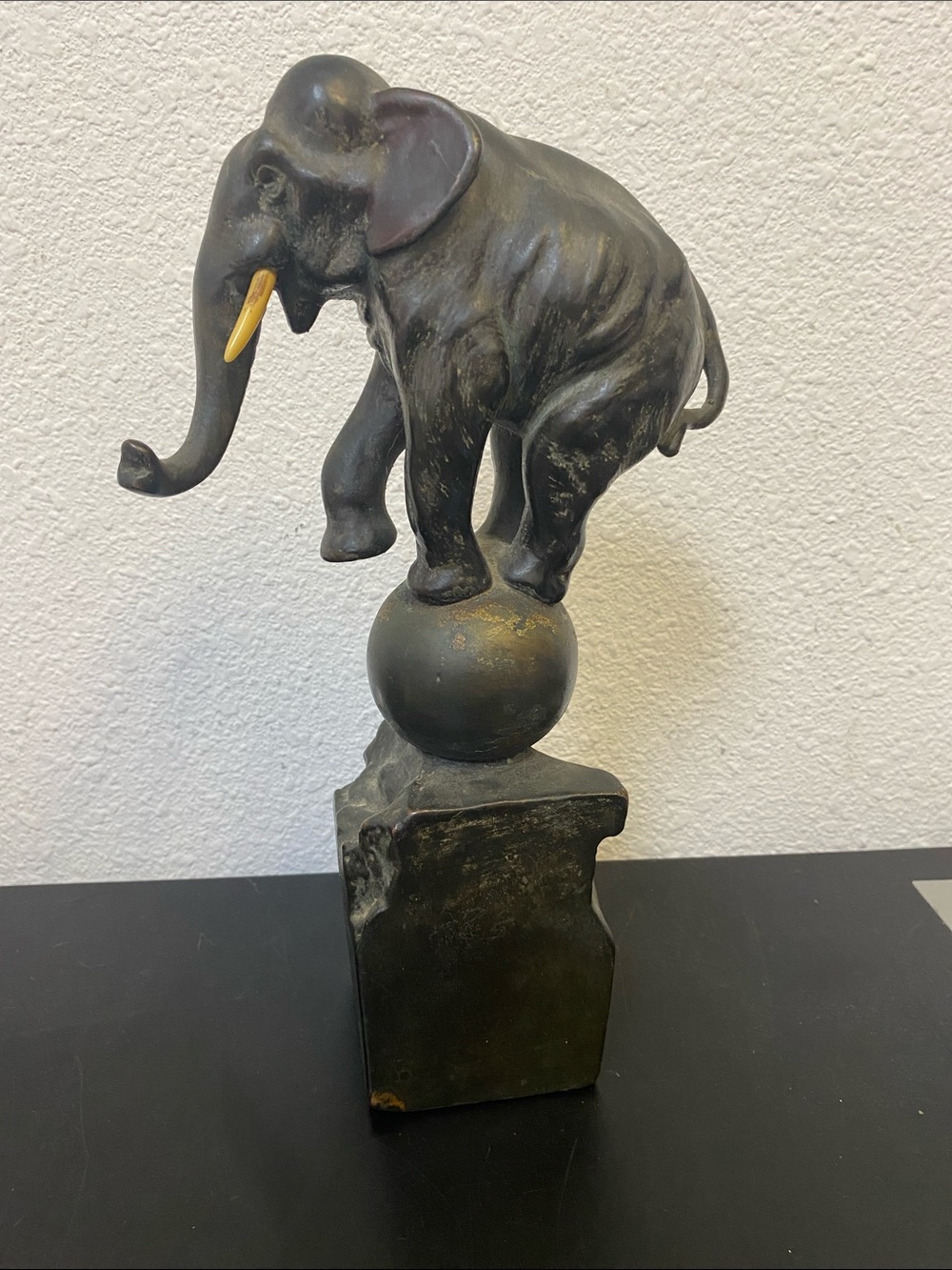 Bronze art deco Elephant Balancing Statue solid bronze antique